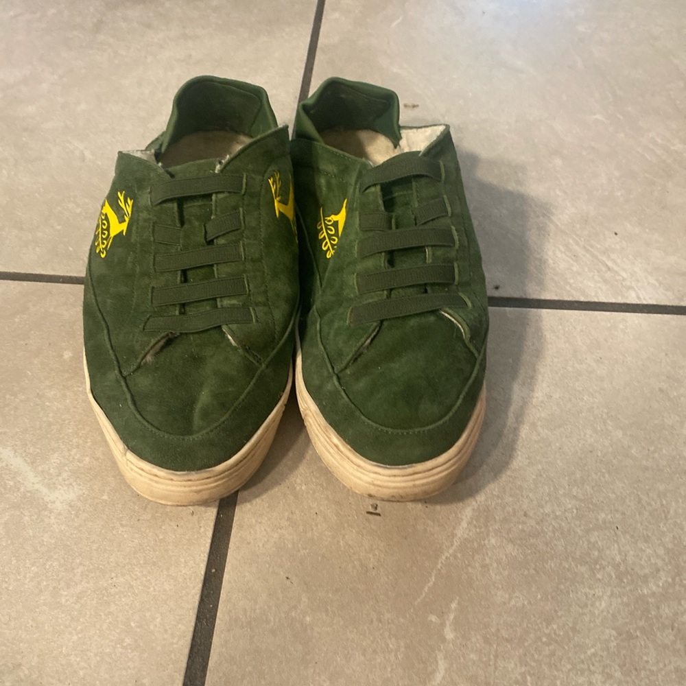 Green Suede Slip On Sneakers